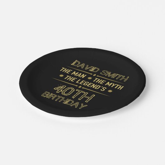 40e geboortedag Man Myth Legend Papieren Bordje (Gekanteld)