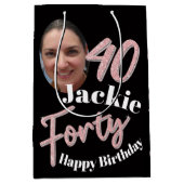 40e geboortedag, roos roze medium cadeauzakje (Voorkant)