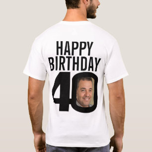 40e gelukkige verjaardag douanenaam nu en dan foto t-shirt