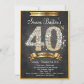 40e Gold Diamond Chalkboard Invitation Anniversair (Devant)