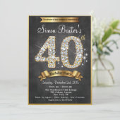 40e Gold Diamond Chalkboard Invitation Anniversair (Debout devant)