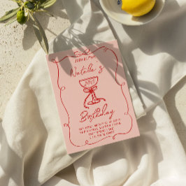 40e Hand getrokken boog Champagne Glas Verjaardag Kaart