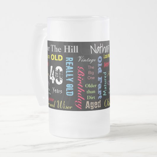 40e Happy Birthday in een graffiti-stijl Matglas Bierpul (Voorkant links)