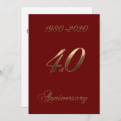 40e huwelijksjubileum Jubileum 2020 Elegante Rood Save The Date (Voorkant / Achterkant)