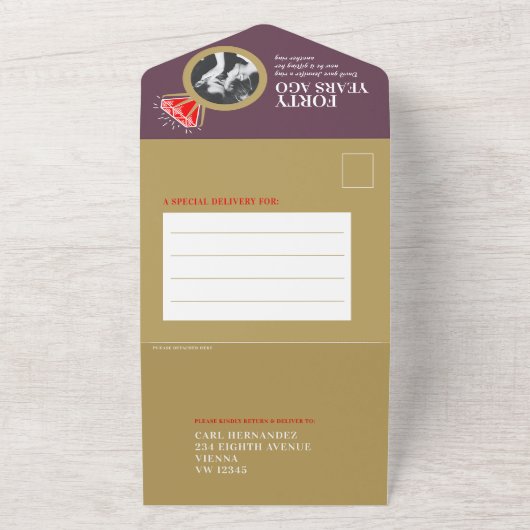 40e huwelijksjubileum ring maaltijd RSVP foto All In One Uitnodiging (Buitenkant)