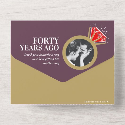 40e huwelijksjubileum ring maaltijd RSVP foto All In One Uitnodiging (Achterkant)