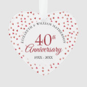 40e huwelijksjubileum Robijnen Harten Ornament (voorkant)