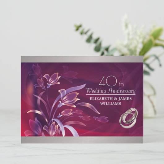 40e huwelijksjubileumfeest kaart (Staand voorkant)