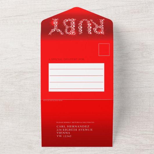 40e huwelijksverjaardag robijnen bruiloft geen env all in one uitnodiging (Buitenkant)