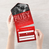 40e huwelijksverjaardag robijnen bruiloft geen env all in one uitnodiging (Afscheurbaar)