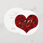 40e huwelijksverjaardag Rode Rozen Hart Elegant Kaart (Voorkant / Achterkant)