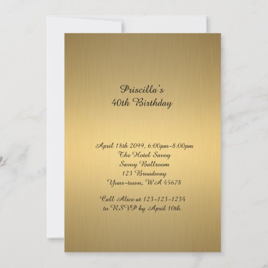 40e invitation anniversaire, 40e, Masquerade, Véné (Dos)