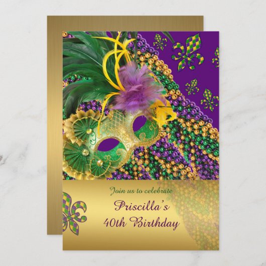 40e invitation anniversaire, 40e, Masquerade, Véné (Devant / Derrière)