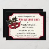 40e invitation anniversaire masquerade, 40e, masqu (Devant / Derrière)