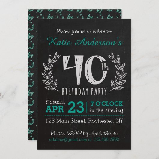 40e Invitation d'anniversaire (Devant / Derrière)