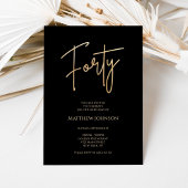 40e Invitation d'anniversaire minimaliste Black QU