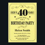 40e Invitation d'anniversaire Noir et Jaune<br><div class="desc">40e Invitation Anniversaire Typographie Noire et Jaune. Arrière - plan noir et jaune. Anniversaire adulte. Hommes ou femmes, anniversaire. Enfants Garçon ou fille Ado Anniversaire adolescente Invitation . 13e 15e 16e 18e 20e 21e 30e 40e 50e 60e 70e 80e 90e 100e. N'Importe Quel Âge. Pour plus de personnalisation, cliquez sur...</div>