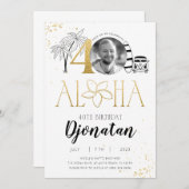 40e Invitation d'or à l'anniversaire tropical avec (Devant / Derrière)