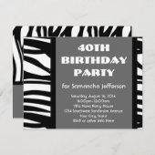 40e Invitations de Zèbre Noir+Blanc (Devant / Derrière)