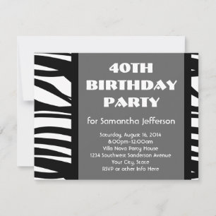 40e Invitations de Zèbre Noir+Blanc