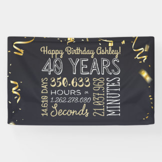 40e jaarbanner - 40 jaar in uren en seconden spandoek