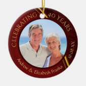 40e Jubileum, 2-zijdig, 2-foto, Ruby en Gold Keramisch Ornament (Voorkant)