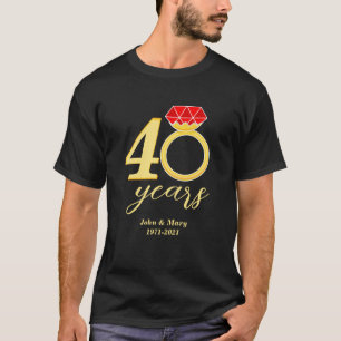 40e Jubileum 40 jaar Ruby bruiloft T-shirt