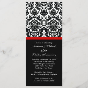 40e Jubileum Damask Invitation Red Kaart