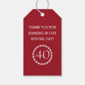 40e Jubileum Gast Favor Cadeaulabel (Achterkant)