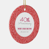40e Jubileum Keepomwille Faux Red Glitter Keramisch Ornament (Rechts)
