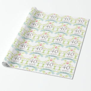40e Jubileum Love Heart Gift Wrap Cadeaupapier