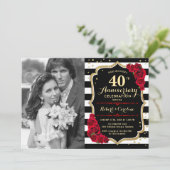 40e Jubileum met foto - Gold Black Red Kaart (Staand voorkant)