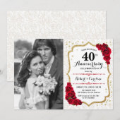 40e Jubileum met foto - Ruby Red Gold Kaart (Voorkant / Achterkant)