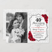 40e Jubileum met foto - Ruby Red Silver Kaart (Voorkant / Achterkant)