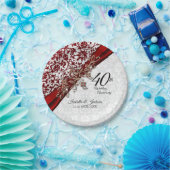 40e Jubileum met rode en witte bruiloft Papieren Bordje (Feest)