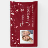 40e Jubileum Modern Ruby Red Stars Foto Spandoek (Verticaal)