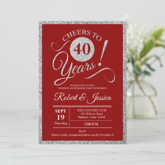 40e Jubileum Partij - Ruby Red Silver Kaart (Staand voorkant)