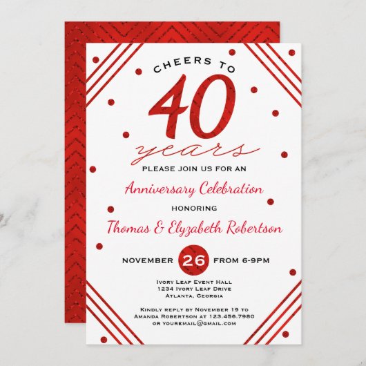 40e Jubileum partijuitnodiging, Ruby Kaart (Voorkant / Achterkant)