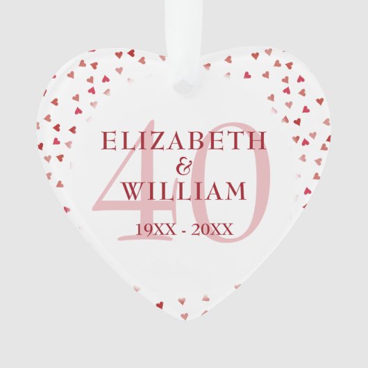 40e jubileum Robijnen Harten Ornament (voorkant)