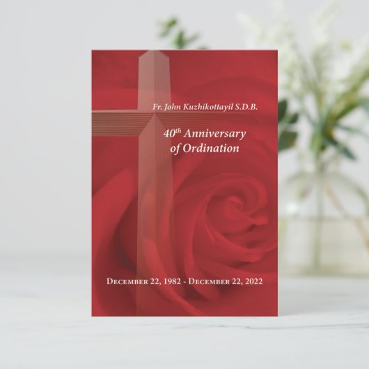 40e Jubileum Rozen Voorzijde gebeden Kaart (Staand voorkant)