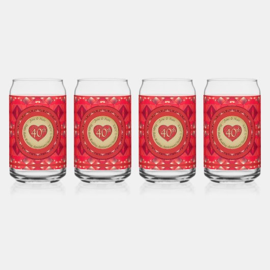 40e Jubileum Ruby Blikvorm Glas (Voorkant)