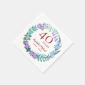 40e Jubileum Ruby Floral Bluebell Wreath Servet (Hoek)