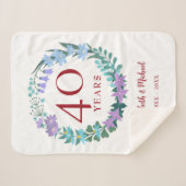 40e Jubileum Ruby Floral Bluebell Wreath Sherpa Deken (Voorkant (horizontaal))
