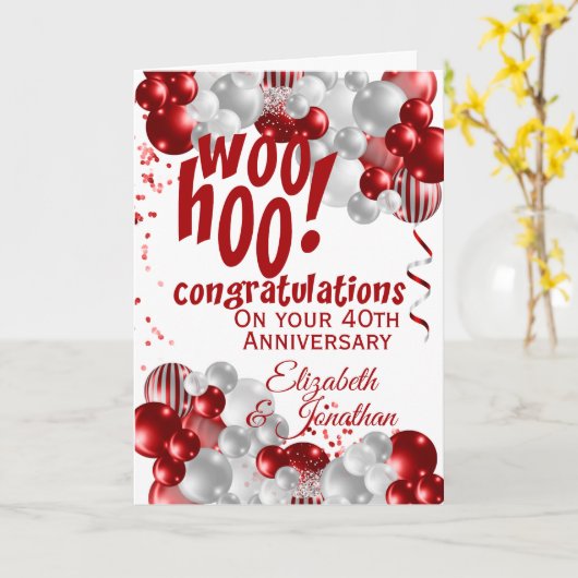 40e Jubileum Ruby Gefeliciteerd Kaart (Gele Bloem)