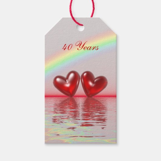 40e Jubileum Ruby Hearts Cadeaulabel (Voorkant)