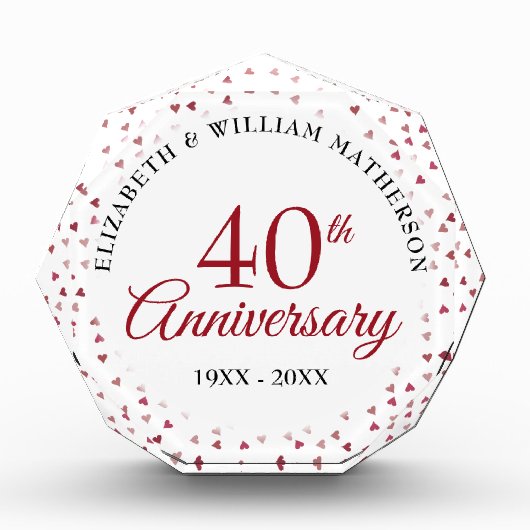 40e jubileum Ruby Hearts Confetti Fotoblokken (Voorkant)