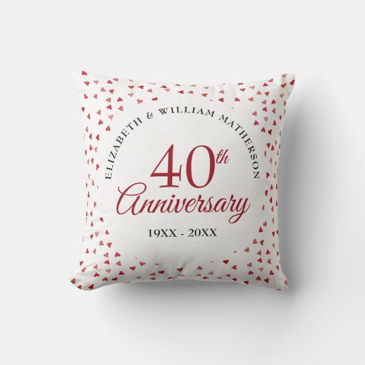 40e jubileum Ruby Hearts Confetti Kussen (Voorkant)