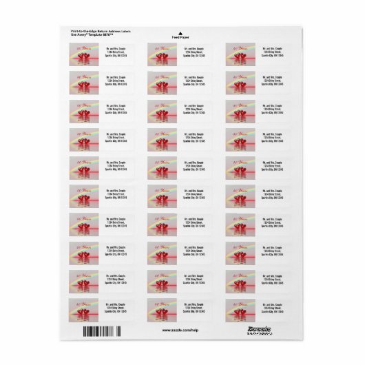 40e Jubileum Ruby Hearts Etiket (Full Sheet)
