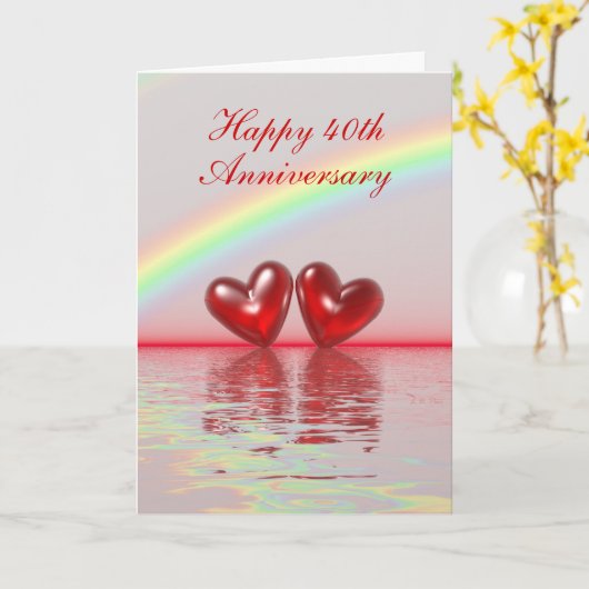 40e Jubileum Ruby Hearts (groot) Kaart (Gele Bloem)