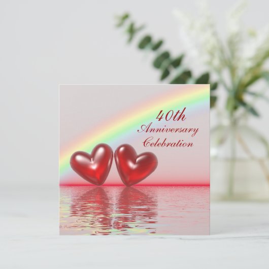 40e Jubileum Ruby Hearts Kaart (Staand voorkant)